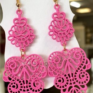 Pink Lace Drop Earrings
